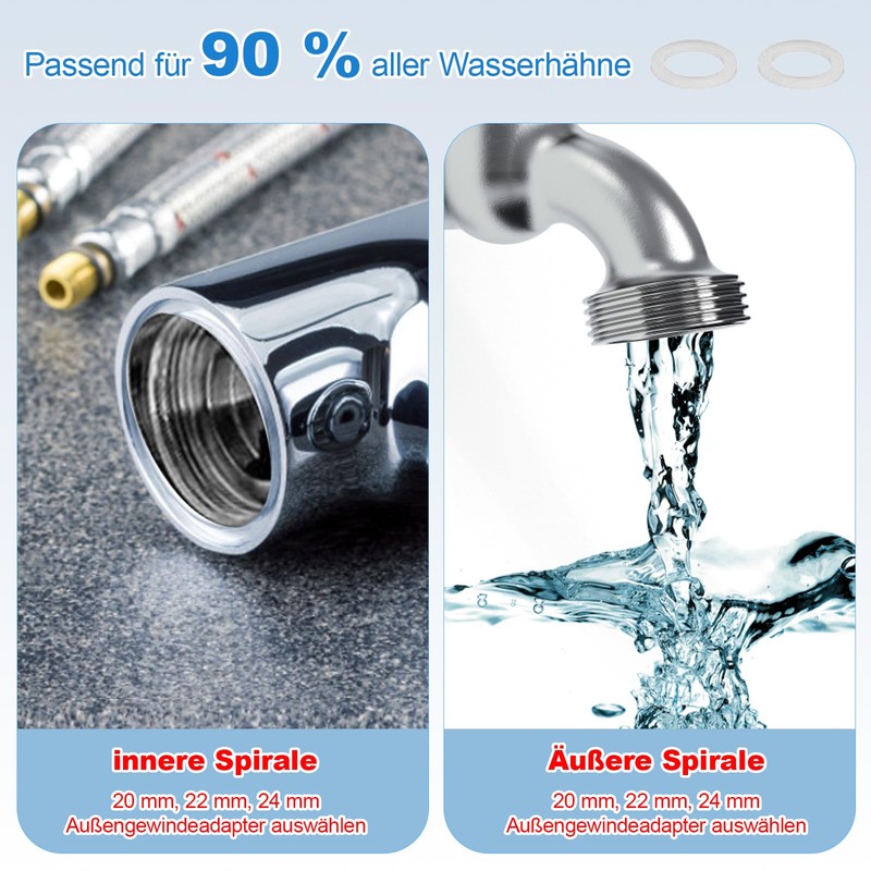 Set of 2 Swivel Tap Attachments, Tap Extension with Water