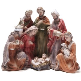 Hodao Christmas Decoration Indoor Home Decor-7.5''H 9.25''L 4.5''W Nativity Sets-Xmas Holiday Decor for Tabletop Home Party Room Table Fireplace Office (Traditional Color)
