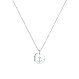 Elli Women's Necklace with Anchor Pendant Coin Maritime in 925 Silver, Silver