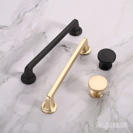 Alzassbg 10 Pack Matt Black Cabinet Knobs, 1.1 Inch(30mm) Diameter Round Cabinet Knob Hardware for Kitchen Dresser Drawer AL6044MB