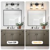 Modern 3 Light Crystal Vanity Light,Black Vertical Bathroom Light Fixture