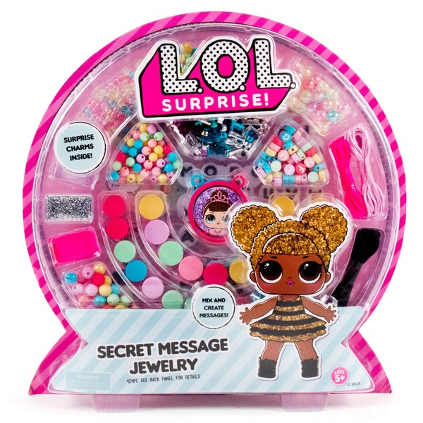 L.O.L. Surprise! Secret Message Jewelry by Horizon Group USA, DIY Jewelry Making Craft Kit, Includes 400+ Beads & Charms, Sticker Sheets, Secret Decoder & More. Multicolored