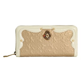 ANNA SUI 3161111 Serpent Long Wallet, Round Zipper, Genuine Leather, Snake, Women's, 【69】Gold