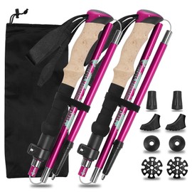 Vtizikl 2025 Ultralight Adjustable Walking Poles - 2 Pack Collapsible Trekking Sticks with Cork/EVA Handle (110-125cm) for Hiking, Arthritis Support & Outdoor Walking - Aluminium Alloy​ (Purple)