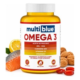 Multiblue Omega 3 Con Vitaminas 60 Cápsulas Epa Dha D3 Sin Sabor                                                                                      