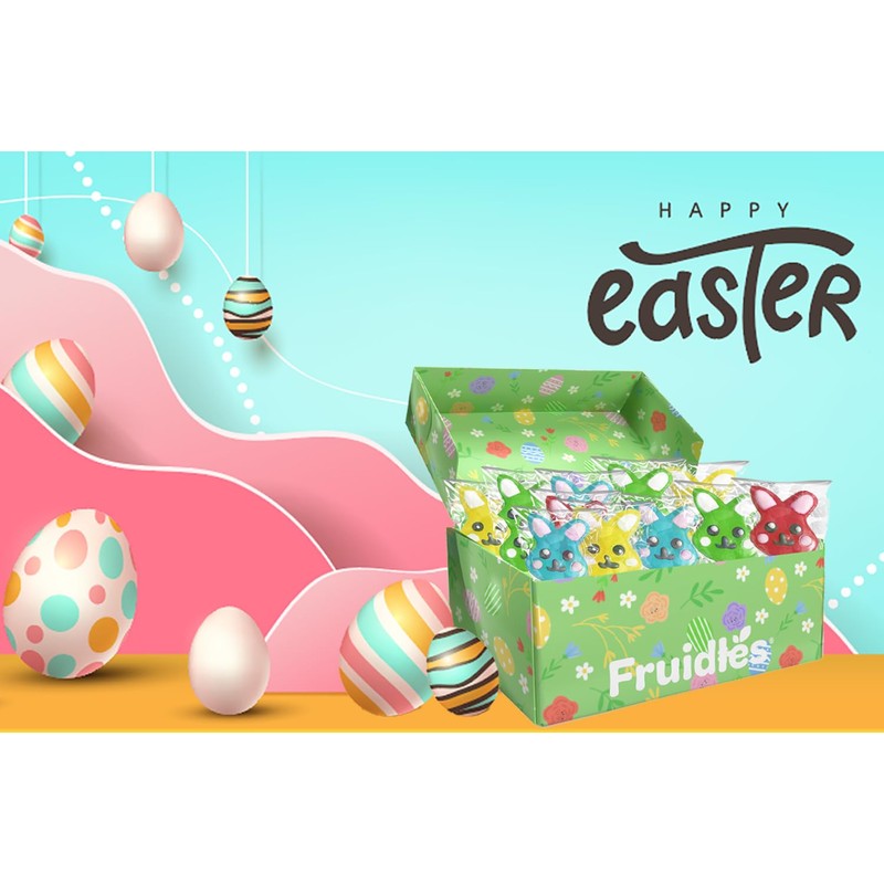 Fruidles Happy Easter Bunnies Lollipops Suckers, Colorful Easter Eggs, Yellow