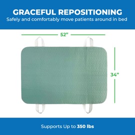 Patient Aid 34" x 52" Positioning Bed Pad with Handles (3 Pack) | Incontinence Mattress Bedding Protector Liner Underpad | Straps for Easy Lift & Transfer | Reusable & Washable | Hospital Quality