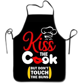 MINIOZE Funny Kiss The Cook Apron Theme Cooking Chef Work Shop Women Men Adult Girl Kid Weavers Baking Decorations Painting BBQ Grilling Kitchen Accessories Party Supplies
