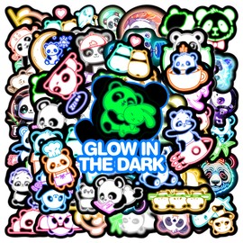 Pegatinas para botellas de agua de neón que brillan en la oscuridad, 75 calcomanías de vinilo de animales de dibujos animados, para adolescentes, niñas, niños, adultos, funda para teléfono de