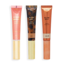 Revolution Pro Cream Face Wand Trio, Cream Contour, Blush & Highlighter Makeup Set, Vegan & Cruelty-Free, Light, 1x12ml, 2x15ml