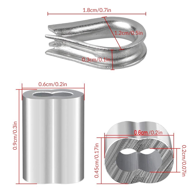 YSDMY 70 Pcs Wire Rope Thimble Sets, Stainless Steel Thimble