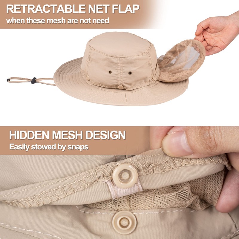 Mosquito Head Net Hat - Bug Cap UPF 50+ Sun