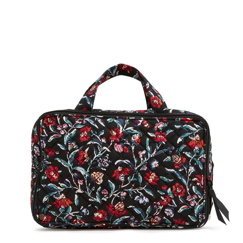 Vera Bradley Cotton Ultimate Travel Makeup Organizer Case, Perennials Noir