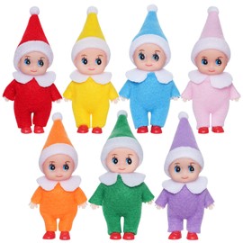 Hmxpls 7Pcs Colorful Christmas Baby Elf Doll - Christmas Baby Boy & Girl Little Elf Dolls - Xmas Decorations Kids Toys Pregnant Mother’s Gift - Baby Advent Calendar and Baby Christmas Stocking