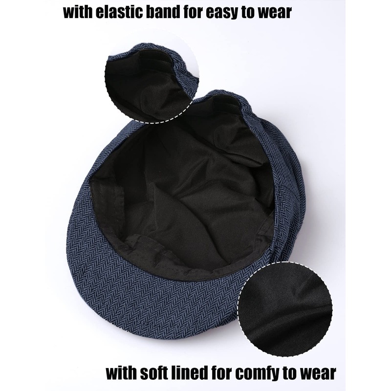 A&J DESIGN Gorro de tweed clásico para niños, Azul marino,