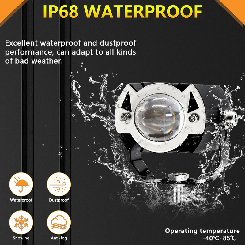 Motorcycle LED Driving Light, 30W 6000K/3000K Super Bright Spotlight Waterproof