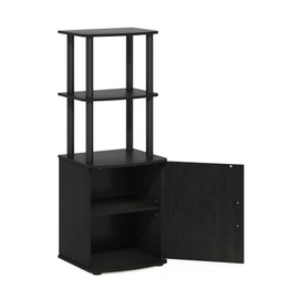 Furinno Turn-N-Tube Tall TV Entertainment Side Table Display Rack with Storage Cabinet, 2-Tier, Blackwood/Black