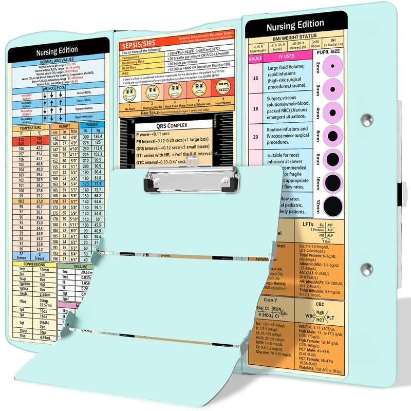 Nursing Clipboard Foldable Clipboard Medical: Edition Cheat Sheets Aluminum 3