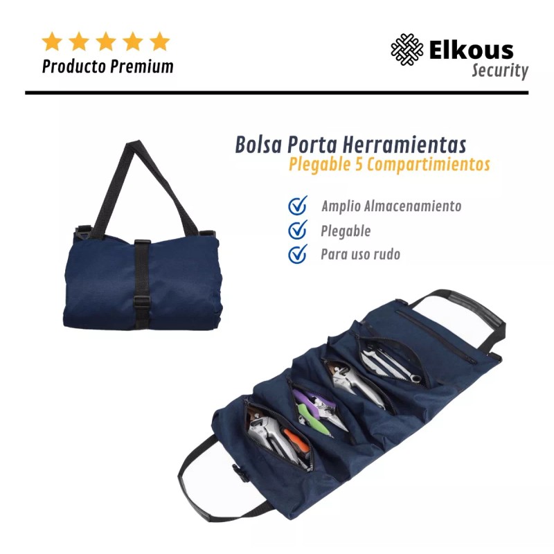 Elkous Bolsa Para Herramientas Plegable Con 5 Compartimientos