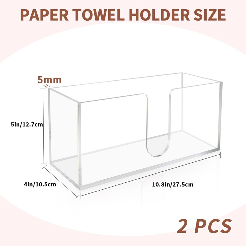 Acrylic Paper Towel Holder Countertop, 5mm Thick Clear C-Fold Z-Fold
