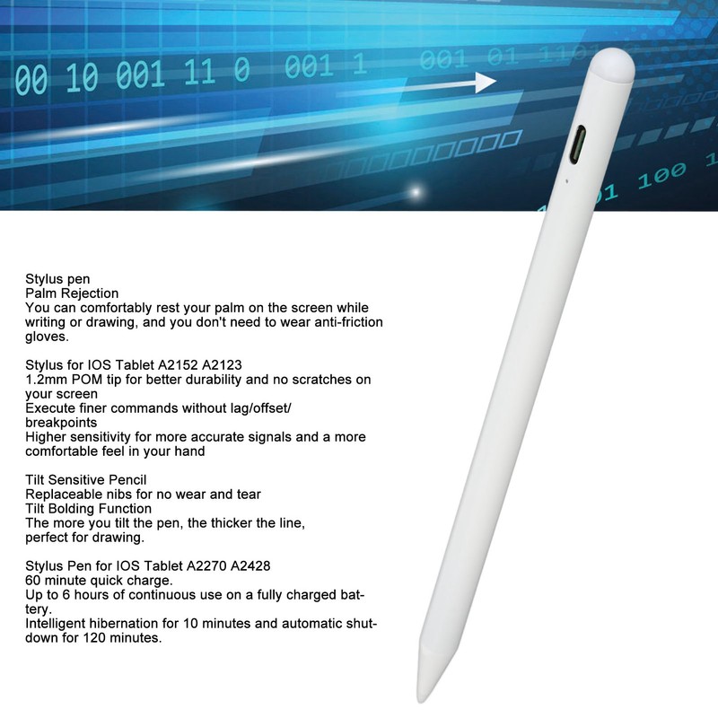 Active Stylus Pen with Palm Rejection Tilt Sensitive for IOS