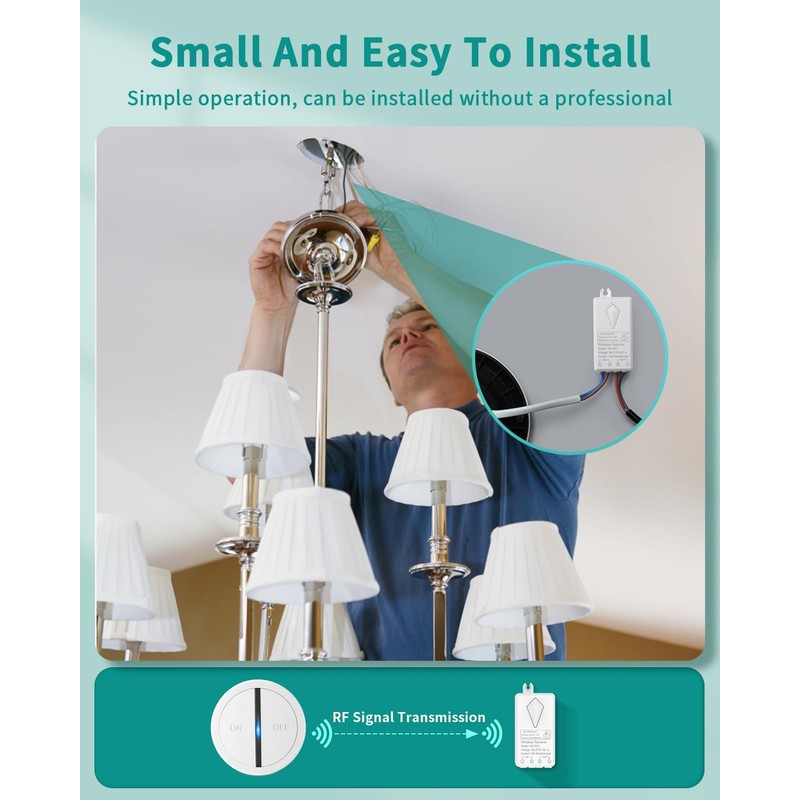 HAPYTHDA Wireless Light Switch, No In-Wall Wiring Required, Waterproof Remote