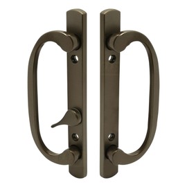 8.5" Legacy Sliding Patio Door Handle Set – Bronze, Non-Keyed, Offset Latch– Replacement Handle Fits 3-15/16" Screw Spacing, 1-1/4" to 2-1/4" Thick Doors– Sash Controls 2265– Mortise Lock NOT Included