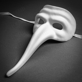 ILOVEMASKS White Classic Zanni Long Nose Venetian Mardi Gras Full Face Masquerade Mask