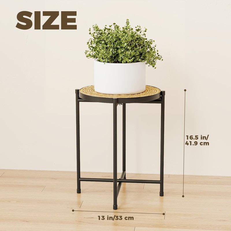 Bamworld Round Plant Stand Indoor Outdoor Metal Modern Plant Table