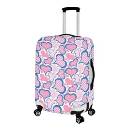 TODIYADDU Pink Love Heart Thick Elastic Geometric Luggage Protective Cover Fashion Trolley Case for Suitcase Cover Baggage Travel Bag Cases Fits for Student Boy Girl Teens Adult, M