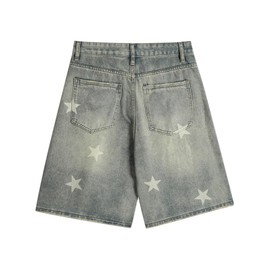 QJK Y2K Jorts Shorts Baggy Jorts Star Jorts Baggy Shorts Y2k Oversized Jorts Jean Shorts Y2k Baggy Shorts (Light Denim,L,Large)