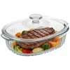 1.9 QT Oval Glass Casserole Dish with Lid and Handle,