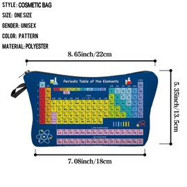 Livel lhood Chemical Periodic Table Cosmetic Bag Cute Small Makeup Bag Travel Toiletry Zipper Pouch Gift for Chemist Chemical Periodic Table Makeup Bag for Women Chemical Teachers Friends