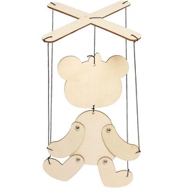 Baker Ross Bear Wooden Marionette Kits - Pack of 3, Wood Animal Crafts for Children (FC374)