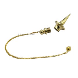 Amazing Gemstone-Péndulos de metal curativo para adivinación, punta larga dorada con disco, péndulo de cobre de acero, péndulo de alta energía, péndulo de Bronce, péndulo de Mesa MP100