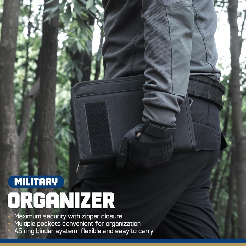 WYNEX Tactical Notebook Padfolio Ring Binder with 80 Sheets, Zipper