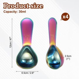 sourcing map 2Pcs Stainless Steel Coffee Scoop, 30ml Short Handle Measuring Spoon for Ground Coffee Tea Sugar Kitchen Gifts, Rainbow