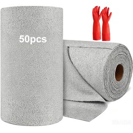 Rollo de Toallas de Microfibra,50 Piezas Trapos de Cocina,25x25 Cm,Paños de Microfibra Limpieza Reutilizables,Alta Absorción sin Pelusa para Cocina,Ho
