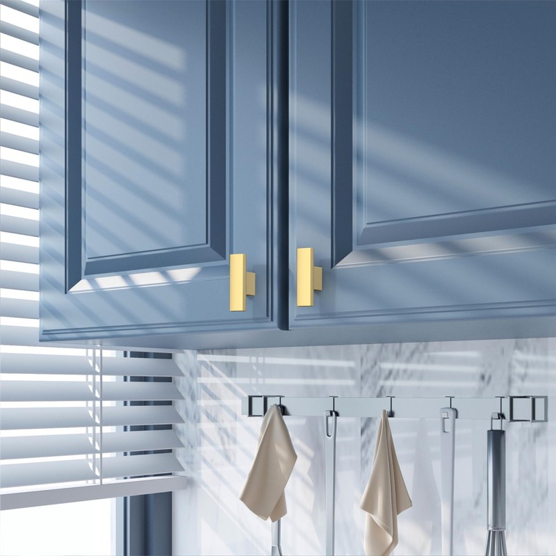 KNOKLOCK 10 Pack Brushed Gold Cabinet Knobs Single Hole Centers,Gold