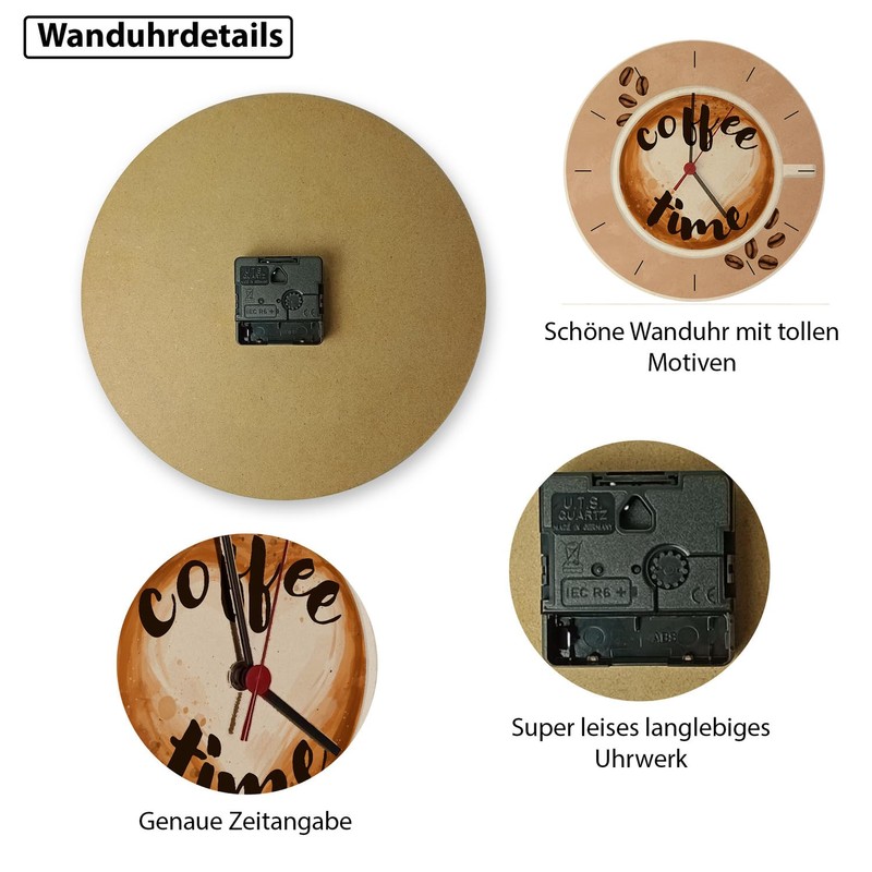 speecheese Coffee Time Coffee Wall Clock with Coffee Cup Decoration
