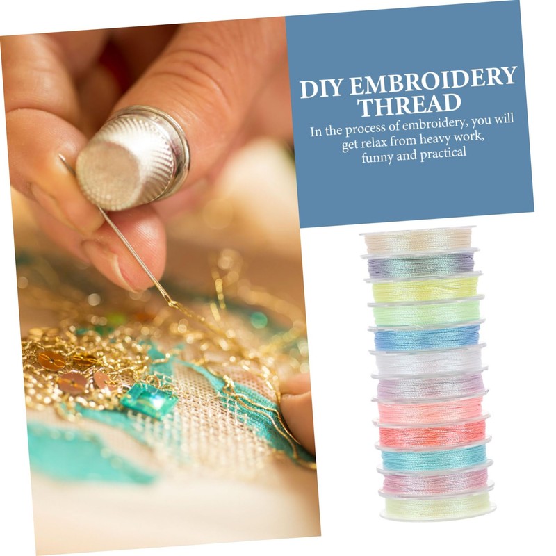 jojofuny 12 Rolls Luminous Embroidery Threads DIY Glowing Sewing Threads