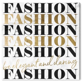 The Oliver Gal Artist Co. Typography and Quotes Wall Art Canvas Prints 'Be Elegant and Daring and Marble' Home Décor, 12" x 12", Gold, Black