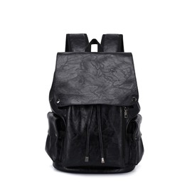 Sweetovo Leather Backpack for Women, Fashion Anti Theft Backpack Water Resistant Travel Daily, Black