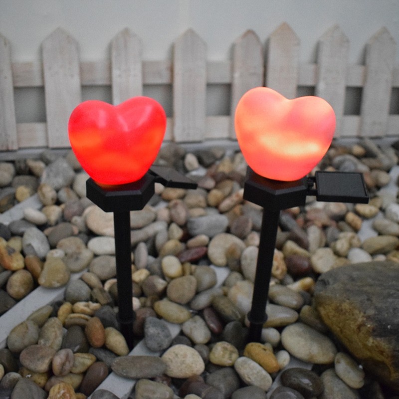 Outdoor Solar Garden Stake Lights Waterproof Solar Red Heart Shaped