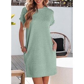 EVALESS Women's Summer Dresses 2025 - Short Sleeve Spring Mini Dress, Casual Beach and Vacation Wear