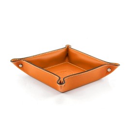 BELCRAFT Orvieto Taschenleerer Leder, Handgearbeitet in klassischem italienischem Stil, Ordentlich Tablett, Geschenkschachtel inklusive (19x19 cm) Ziegelrot