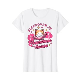Sleepover At Grandmas House Sleeping Cat Graphic Night T-Shirt