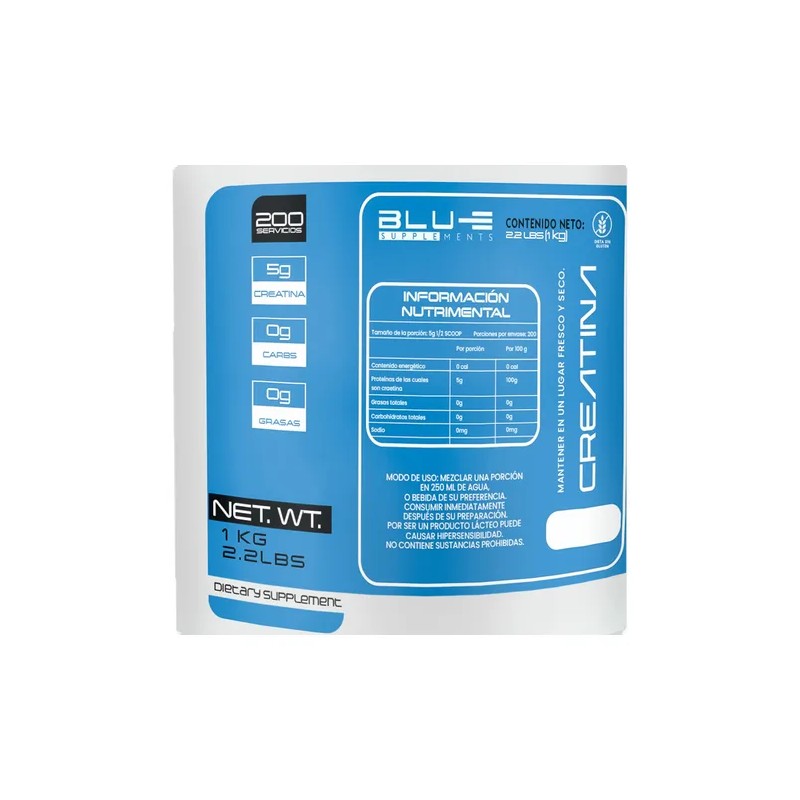 Creatina Blu-e Monohidratada 1k 200 Servicios Varios Sabores