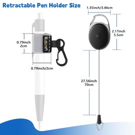 Likesing 4 Pcs Elastic Pen Cap Pen Holder 2 Pcs Retractable Retractable Reel Key Reel Adjustable Anti-lost Space Pencil Ball Storage Perfect for Nurses, Doctors, Carpenters, Mechanics, Architects