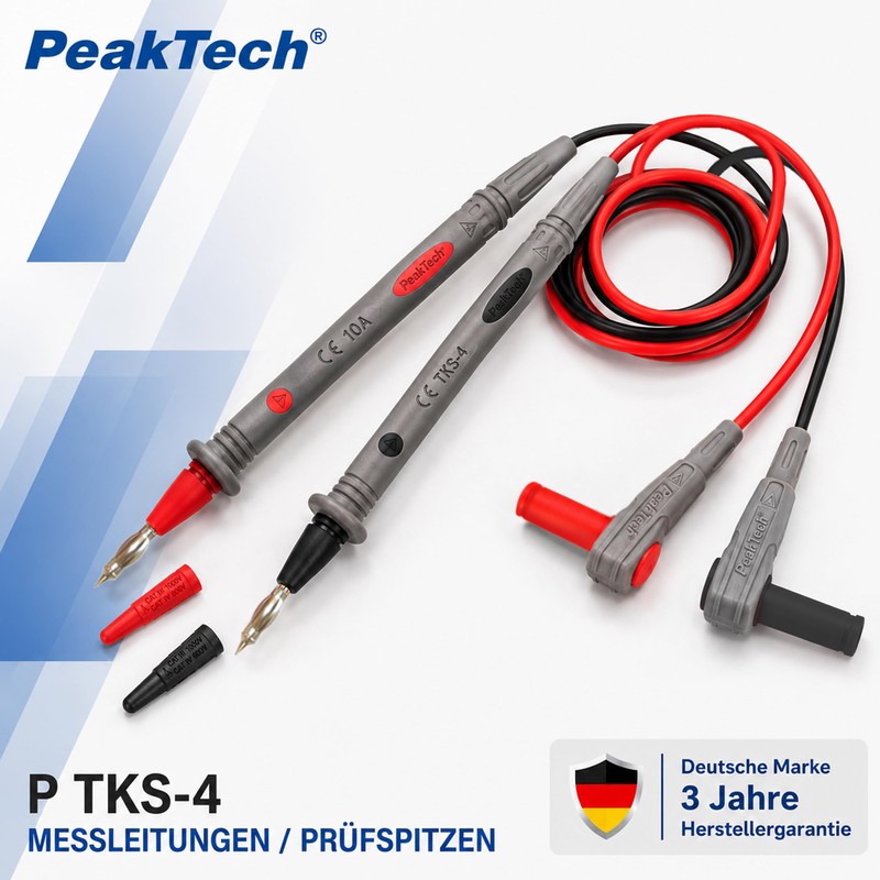 Peak Tech 1 Pair Flexible Multimeter Test Leads 120cm, Safety
